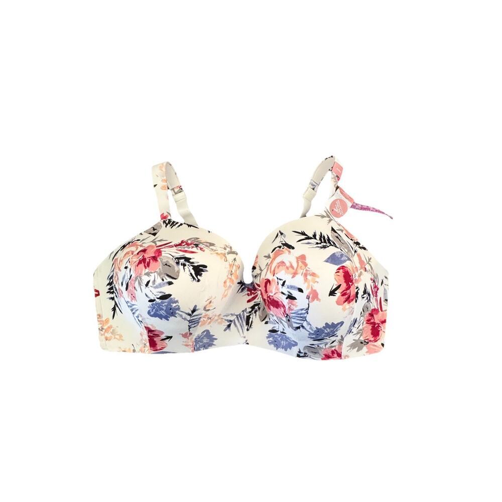 NWT Cacique Bra 46DDD White Floral padded underwire full coverage Lane‎ Bryant